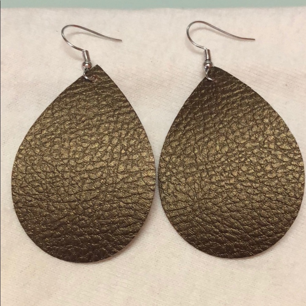 Faux brown leather earrings